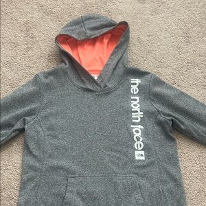 The North Face Heather Gray Hoodie with Coral Interior